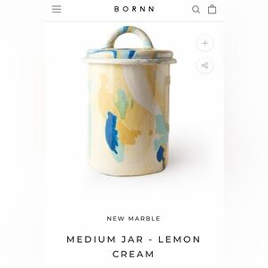 Bornn Enamelware Medium Jar in New Marble - Lemon Cream